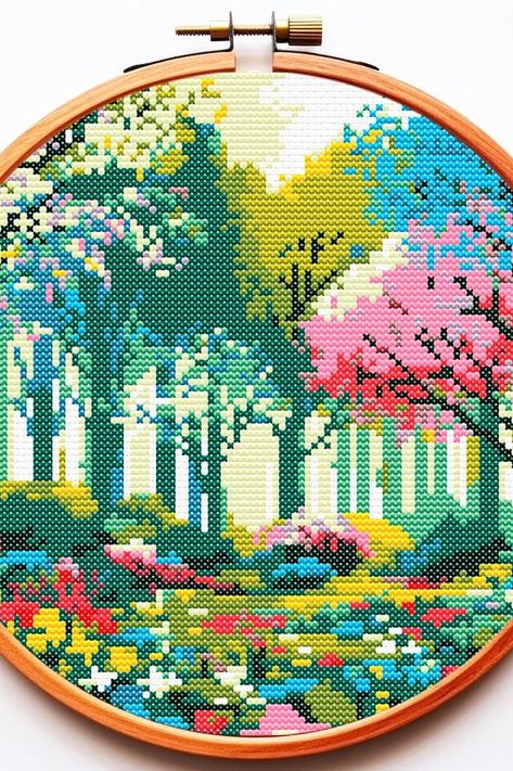 Woods Landscape, Cross Stitch Gifts, Stitch Gifts, Cross Stitch Easy, Wooded Landscaping, Alphabet Cross Stitch, Art Cross Stitch, Easy Cross Stitch, Easy Cross