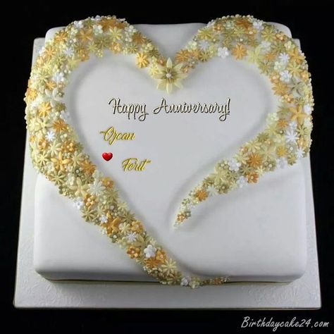 Wedding Anniversary Cake Ideas, Anniversary Cake Ideas, Golden Anniversary Cake, Golden Wedding Cake, Golden Wedding Anniversary Cake, Tårta Design, Anniversary Cake Designs, 50th Wedding Anniversary Cakes, 50th Anniversary Cakes