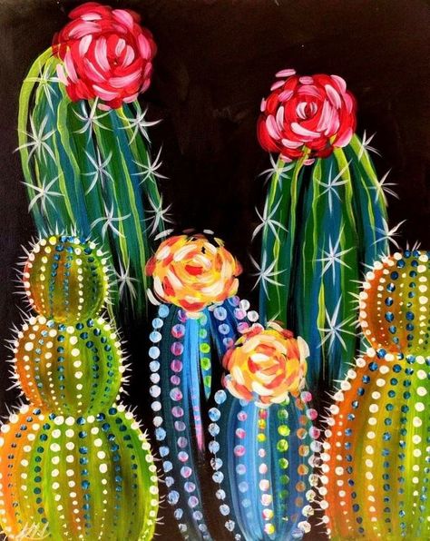 Industrial Signs, Neon Cactus, Cactus Paintings, Cactus Painting, Tempe Az, Cactus Art, Chalkboard Art, Paint By Numbers, Mexican Art