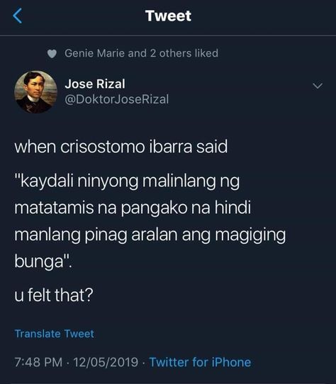 Jose Rizal Quotes Tagalog, Noli Me Tangere Quotes, Filipino Poems About Love, Sweet Messages For Boyfriend, Be Kind To Yourself Quotes, Filipino Quotes, Hugot Quotes, Jose Rizal, Tagalog Quotes Hugot Funny