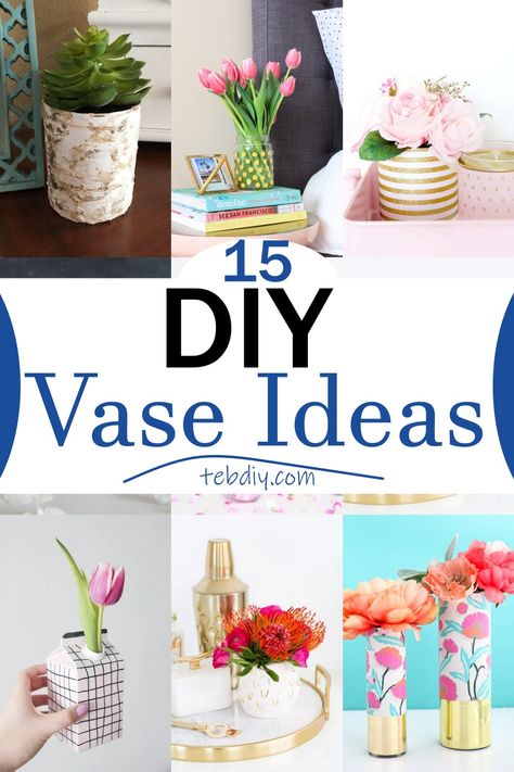 Try These15 Creative DIY Vase Ideas To Glam up Your Home Crafts With Vases, Diy Vase Ideas, Diy Crafts Vases, Diy Vase Decor, Diy Flower Vase, Birch Vase, Vase Project, Vase Ideas, Vase Crafts