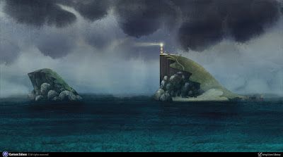 Living Lines Library: Song of the Sea (2014) - Backgrounds Key Background, Cartoon Saloon, Conceptual Artwork, Sea Illustration, Song Of The Sea, Thanks For The Support, Stormy Sea, Production Design, Game Concept Art