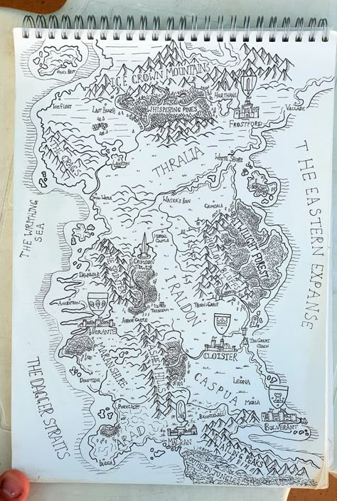 Completed pen and paper DnD map, all ready to be digitised and polished. - 9GAG Dnd Map Drawing, Map Design Fantasy Art, Drawing Maps, Fantasy Maps Ideas, Dnd Map Ideas, Map Ideas, Dnd World Maps, Dnd Map Making, Map Drawing Art