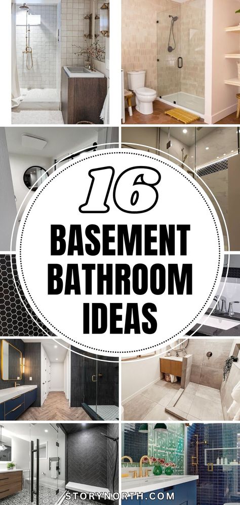 Save this pin for creative inspiration to transform your basement bathroom! Discover unique designs and trending styles to elevate your space. #BasementBathroom #HomeDecorIdeas #CreativeInspiration Basement Half Bathroom Ideas, Basement Shower Ideas, Basement Spa, Basement Bathroom Remodel, Herringbone Wall Tile, Basement Bathroom Ideas, Creative Bathroom Storage Ideas, Basement Bathrooms, Small Basement Bathroom