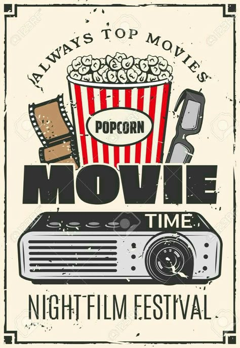 Movie Night Poster Ideas, Popcorn Aesthetic Vintage, Movie Logo Aesthetic, Movie Night Drawing, Movie Night Poster Design, Retro Movie Theater Aesthetic, Vintage Cinema Aesthetic, Cinema Day, Cinema Wallpaper