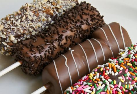 Marshmallows on a stick. Logan would love this!! Decorated Marshmallows, Chocolate Dipped Marshmallows, Marshmallow Dip, Chocolate Covered Marshmallows, Marshmallow Treats, Marshmallow Pops, Chocolate Marshmallows, Gourmet Chocolate, Chocolate Dipped