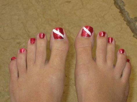 My Dive FLag Toes - posted by 4me4u4two in the People category. Scuba Diving Nail Art, Scuba Diving Nails, Scuba Nails, Scuba Hair, Fish Nail Art, Fish Nails, Ocean Nails, Dive Flag, Flag Nails