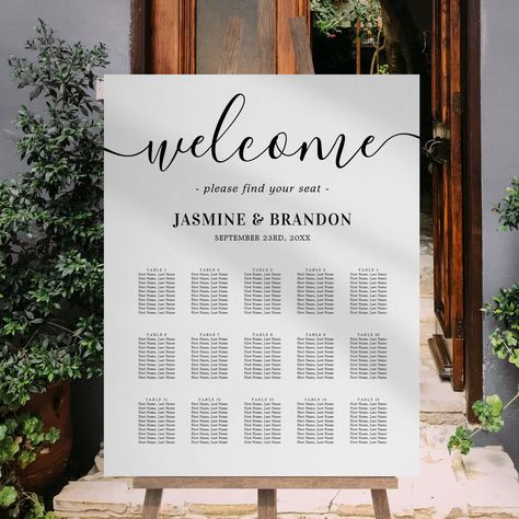 Large Seating Chart Wedding, Large Seating Chart, Wedding Chart, Invitation Examples, Elegant Calligraphy, Seating Chart Template, Wedding Table Plan, Chart Template, Table Plan