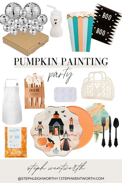 Ladies Pumpkin Painting Party, Pizza And Pumpkin Painting Party, Girls Pumpkin Painting Party, Kids Pumpkin Painting, Pumpkin Decorating Party, Halloween Party Ideas For Kids, Pumpkin Painting Party, Party Gazebo, Pumpkin Paint