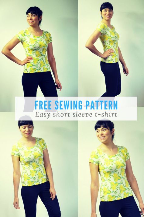 FREE PATTERN ALERT: Easy short sleeve t-shirt Floor Printable, Easy Sewing Patterns Free, Sewing Knits, Pillow Sewing, Sewing Top, Knit Top Patterns, Diy Baby Headbands, Sewing Tops, Printable Sewing Patterns