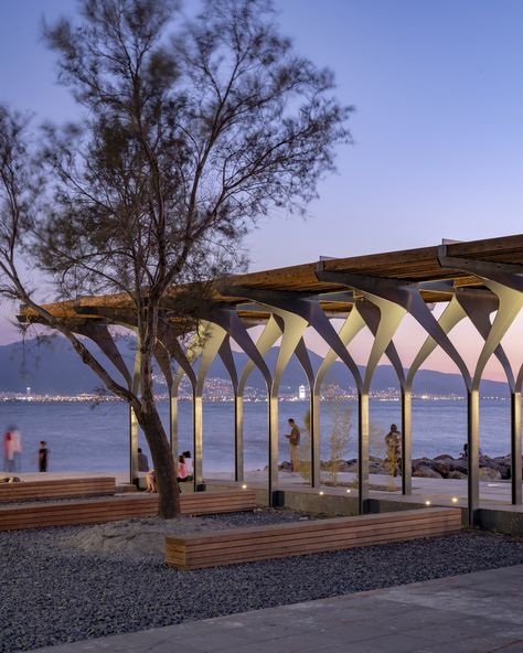 Gallery of Papilio: Pavilion by the Sea / Studio Evren Başbuğ - 8 River Pavilion, Landscape Plaza, Outdoor Pavillion, Waterfront Architecture, Architecture 101, Walkway Landscaping, Landscape Architecture Drawing, Outdoor Pavilion, Pergola Lighting