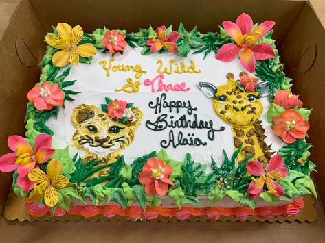 Party Animal Sheet Cake, Jungle Sheet Cake Ideas, Safari Birthday Sheet Cake, Two Wild Sheet Cake, Fourever Wild Birthday Cake, Wild And 3 Birthday Cake, Wild One Sheet Cake, Two Wild Girl Cake, Four Ever Wild Birthday Cake