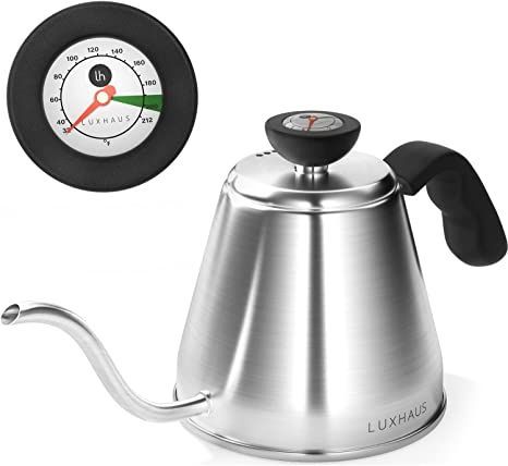 LuxHaus Pour Over Kettle - Gooseneck Kettle With Thermometer - Coffee and Tea Maker for Stovetop - 40oz Pour Over Kettle, Pouring Water, Coffee Kettle, Gooseneck Kettle, Stainless Steel Kettle, The Game Is Over, Tea Maker, Gas Burners, Pour Over Coffee