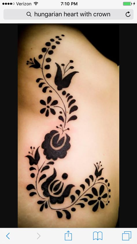 Hungarian floral design tattoo Hungarian Tattoo, Swedish Tattoo, Tatoo 3d, Polish Tattoos, Embroidery Tattoo, Kunst Tattoos, Muster Tattoos, Hungarian Embroidery, Blogger Tips