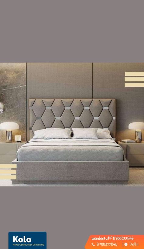 Bed, bedding, bedroom, koloapp, kerala, interior, delhi Backboards For Beds, Bed Back Design, Stylish Bed, Pop False Ceiling Design, Carpenter Work, New Sofa, House Construction Plan, House Construction, Bed Back