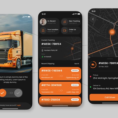 logistics app design Flight App, Transportation Business, Login Page Design, Logistics Design, App Map, App Frame, Driver App, Car App, Ui Design Dashboard