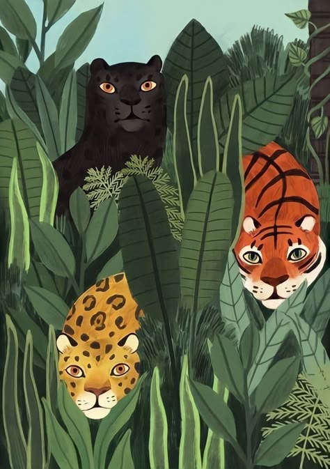 Jungle Painting, Jungle Illustration, Wal Art, Chess Club, Jungle Art, 강아지 그림, Henri Rousseau, Tiger Art, Arte Inspo