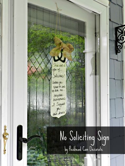 Easy No Soliciting Sign No Soliciting Sign Diy, No Solicitors Sign, Diy Candelabra, Cottage Romance, No Soliciting Sign, Vintage Mailbox, Old License Plates, No Soliciting Signs, No Soliciting