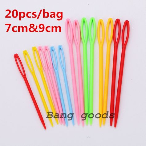 20pcs/bag Plastic Needle Tapestry Sewing Wool Yarn Knitting Plastic Darning Threading Weaving Sewing Needles | Wish Diy Sweater, Weaving Tools, Sewing Machine Needles, Sewing Needles, Hooked Wool, Tool Accessories, Yarn Projects, Arts And Crafts Supplies, Yarn Needle