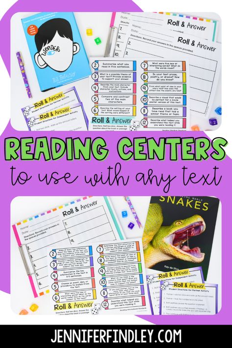 4th Grade Centers, Elementary Reading Activities, Jennifer Findley, Language Arts Centers, Library Project, Reading Center, 5th Grade Ela, Middle School Activities, Fluency Activities