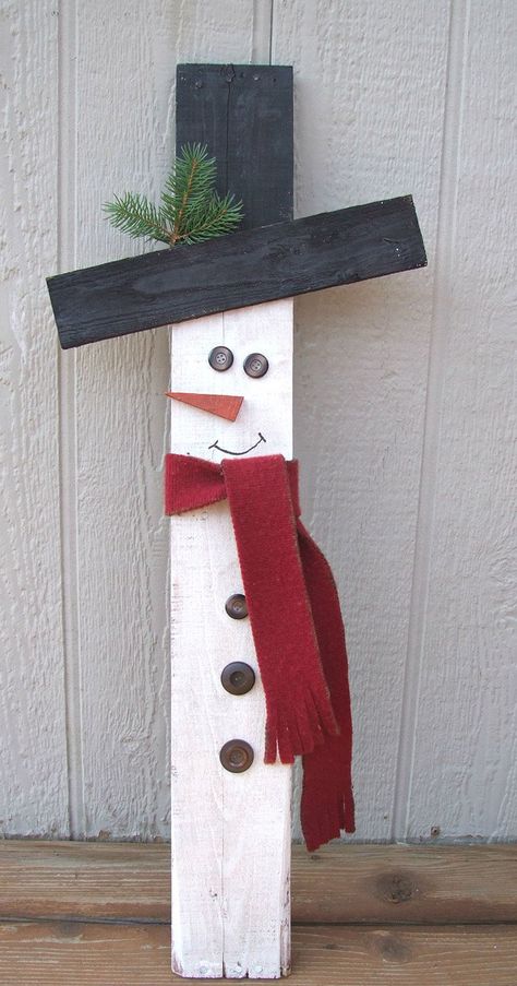 How to Make A Wooden Snowman with Advanced Strength Adhesive Wood Projects For Christmas, Jul Diy, Wooden Snowmen, Wooden Christmas Crafts, Wooden Snowman, Easy Wood Projects, Easy Wood, Learn Woodworking, Christmas Wood Crafts