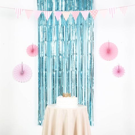 Mermaid Party Fringe Photo Booth Backdrop Mermaid Bachelorette Party, Party Fringe, Foil Fringe Curtain, Mermaid Bachelorette, Streamer Backdrop, Blue Birthday Parties, Foil Curtain, Fringe Backdrops, Mermaid Party Decorations