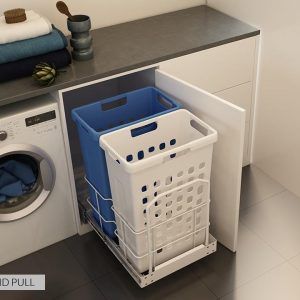 Laundry Hampers & Laundry Trolley - Organise at The Storage Shop Pull Out Laundry Hamper, Laundry Storage Solutions, Laundry Cupboard, Laundry System, Laundry Bin, Washing Basket, Laundry Storage, Bathroom Layout, Laundry Room Design