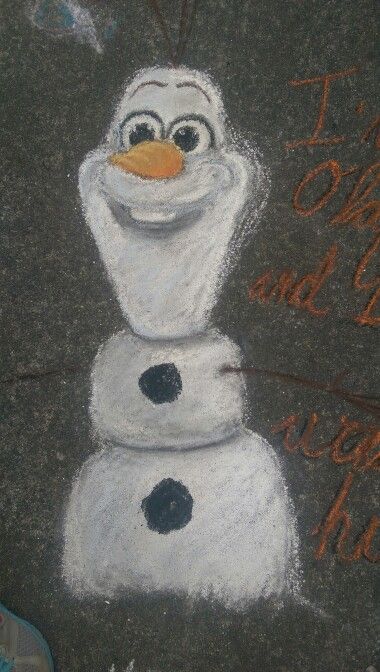 Olaf, Frozen Disney Chalk Art, Diy Sidewalk Chalk, Diy Sidewalk, Fun Chalk Art, Bathroom Canvas Art, Doing Art, Chalk Design, Sidewalk Chalk Art, Toddler Art Projects