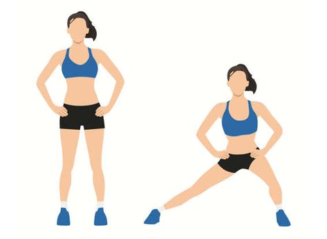 6. Side Lunges Exercises To Build Muscle, Daily Exercises, Exercises For Women, Lateral Lunges, Melt Belly Fat, Muscles In Your Body, Side Lunges, Knee Up, Abdominal Muscles