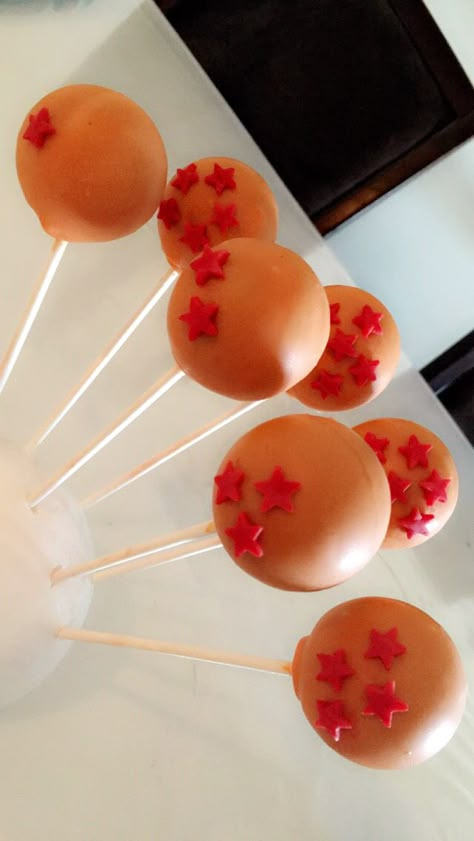 Dragon ball Z cake pops Dragonball Z Party, Fiesta Dragon Ball, Dragon Ball Z Birthday, Dragonball Z Cake, Goku Birthday, Dragon Ball Z Party, Festa Dragon Ball, Dragon Birthday Parties, Ball Birthday Parties