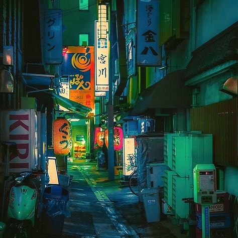 Ghost Alley- Japan Night Photo Photo Japon, Japanese Neighborhood, Alley Way, Neon Noir, Mont Fuji, Tokyo Night, Japan Street, Dark Green Aesthetic, Cyberpunk City