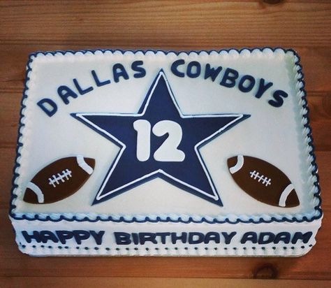 Dallas Cowboys cake Dallas Cowboys Sheet Cake, Sheet Cake For Men, Chargers Cake, Dallas Cowboys Birthday Cake, Dallas Cowboys Birthday Party, Nfl Cake, Cowboys Cake, Dallas Cowboys Cake, Dallas Cowboys Theme