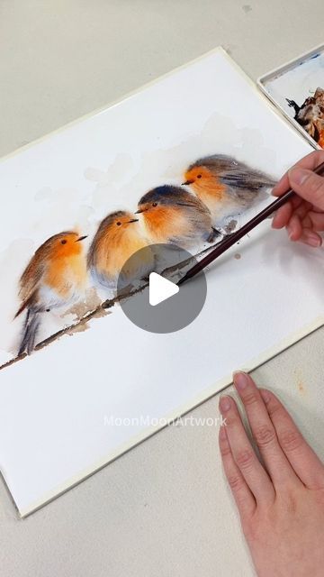 Watercolor Birds Tutorial, Watercolor Challenge, Beginning Watercolor, Bird Watercolor Art, Watercolour Challenge, Birds Watercolor, Bird Watercolor Paintings, Watercolor Paintings For Beginners, Christmas Card Art