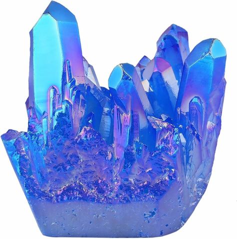 Amazon.com: mookaitedecor Titanium Coated Natural Rock Crystal Cluster Geode Stone Specimen, Red : Home & Kitchen Blue Aura Quartz, Geode Stone, Essential Oil Holder, Aura Quartz Cluster, Crystal Soap, Pewter Jewelry, Blue Home, Crystal Geode, Crystal Bangle