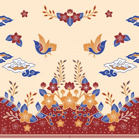 Batik Flora Fauna, Batik Fauna, Batik Design Ideas, Batik Pattern Vector, Batik Illustration, Batik Flora, Batik Vector, Etnic Pattern, Batik Background