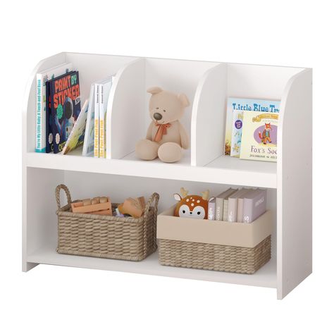 PRICES MAY VARY. 【Bookshelf for Kids】This is a multifunctional kids bookshelf that provides 4 independent large capacity spaces. This bookshelf can store baby book, kids books, childrens books, toddler books. The toy organizers and storage provides enough storage space to store blocks, dolls, toy cars, greeting cards, art accessories and more 【Safety and Environmental】This bookshelf for kids is made of zero emission medium density fiberboard, which is safe and environmentally friendly, and will Toys Art, Toy Storage Organization, Kid Toy Storage, Kids Bookcase, Types Of Books, Bookshelves Kids, Modern Kids, Toy Organization, Baby Furniture