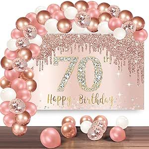 Happy 70th Birthday Banner Backdrop Decorations with Confetti Balloon Garland Arch, Rose Gold 70 Birthday Banner Balloon Set for Women, Pink 70 Year Old Bday Poster Photo Booth Decor 90th Birthday Banner, Arch Balloon Garland, Bday Poster, 80th Birthday Banner, 80th Birthday Party Decorations, 50th Birthday Banner, Pink Balloon Garland, 50th Birthday Balloons, 90th Birthday Decorations