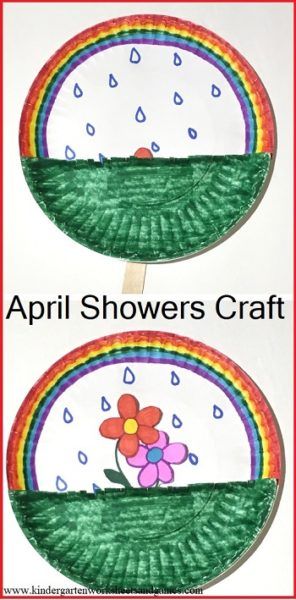 April Showers Bring May Flowers Craft - fun paper plate craft for spring featuring rainbows, flowers, and rain perfect for toddler, preschool, and kindergarten age kids #craftsforkids #spring #paperplatecrafts May Flowers Craft, Hand Art Projects, Spring Kids Activities, First Grade Crafts, April Activities, April Crafts, Paper Plate Craft, April Art, April Showers Bring May Flowers