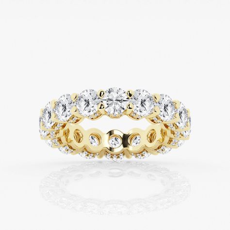 6 ctw Round Lab Grown Diamond Eternity Band With Side Stone Accents 14K Yellow Gold, FG, SI1 Round Eternity Band, Diamond Eternity Band, Diamond Eternity, Eternity Band Diamond, Eternity Band, Eternity Bands, Diamond Bands, Eternity Ring, Timeless Beauty