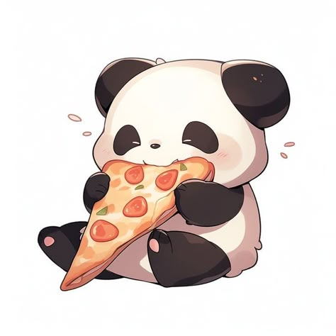 Cute Panda Drawing, Panda Lindo, Panda Drawing, Cute Kawaii Animals, Panda Art, Cute Animal Drawings Kawaii, Doodles Drawings, Cute Doodles Drawings, Pizza Slice