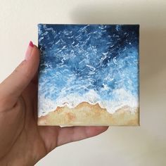 Wave Painting Acrylic Painting Small Canvas Painting by wnktheshop – Paint ideas Mini Tela, Mini Toile, Small Canvas Paintings, Wave Painting, Piece Of Paper, Small Canvas Art, Arte Inspo, Beginner Painting, Small Canvas