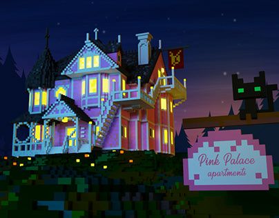 Pink Palace Coraline Minecraft, Coraline House Minecraft, Coraline Minecraft, Pink Palace Coraline, Pink Palace Apartments, Mc House, Aesthetic Minecraft, Roblox House, Pink Castle