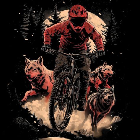 Leader of the Pack #wolf #wolfpack #mtb #mountainbike #tshirt Bicycle Aesthetic, Leader Of The Pack, Bike Art, Wolf Pack, The Pack, Mountain Biking, Tattoo Ideas, Bicycle, Bike