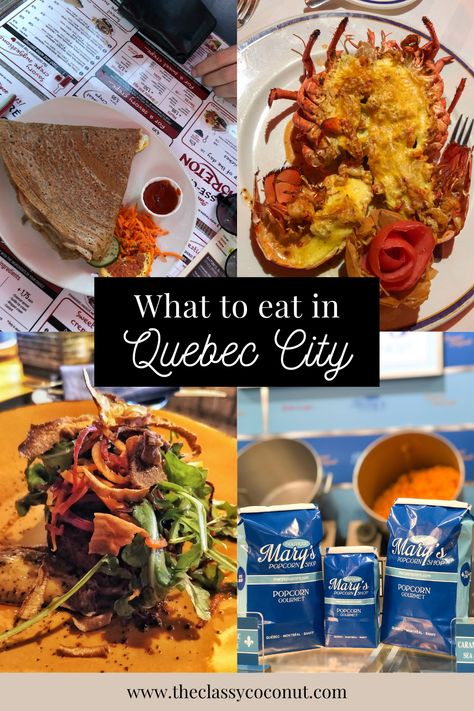 Quebec City Restaurants, Chicago Style Popcorn, Lobster Cake, Lobster Restaurant, Lobster Thermidor, Buckwheat Crepes, Lobster Dishes, Popcorn Chicken, Cheese Curds