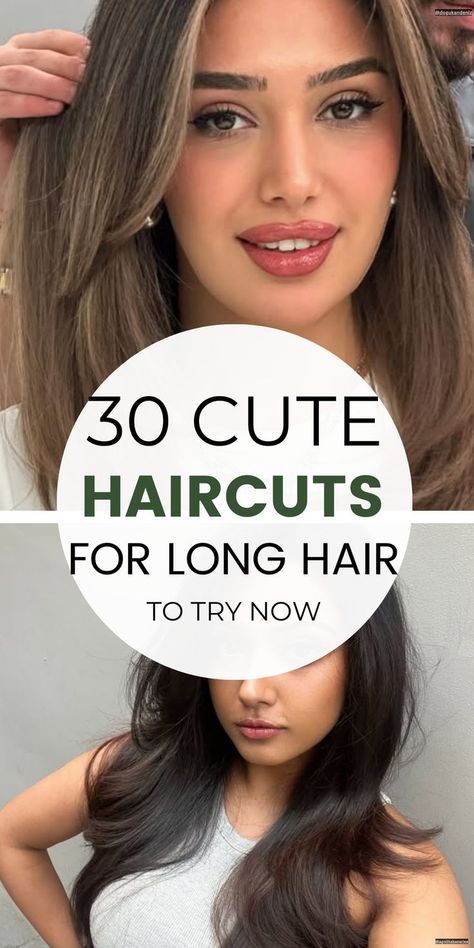 Cute Haircuts for Long Hair Cute Simple Haircuts Long Hair, New Haircut Ideas For Long Hair, Long Hairstyles For Volume, Haircuts For Long Hair No Bangs, Medium Long Hair With Layers Straight, Very Long Straight Hairstyles, Long Hairstyles With Layers Fine Hair, Long Bangs No Layers, Length Haircut Longer