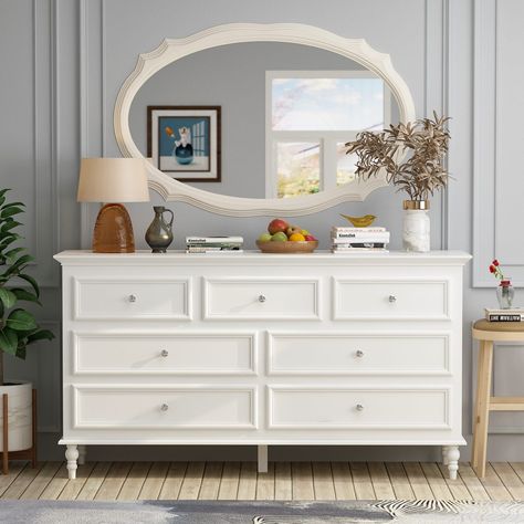 Dressers Modern White Sideboard, Dresser Brown, Dresser Wood, White Chest Of Drawers, 7 Drawer Dresser, Dresser Organization, White Sideboard, White Dresser, Bedroom Dressers