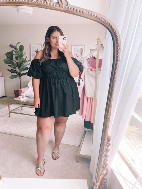 Abercrombie Puff Sleeve Mini Dress, little black dress, plus size outfit ideas Little Black Dress Plus Size, Black Dress Plus Size, Plus Size Outfit Ideas, Black Dress Outfit, Little Black Dress Outfit, Plus Size Mini Dresses, Plus Size Outfit, Puff Sleeve Mini Dress, Black Dress Outfits