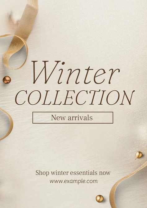 New Winter Collection Poster, Winter Collection Poster Design, New Arrivals Poster Image, New Arrivals Poster, New Collections Poster, Ribbon Template, Arrival Poster, New Winter Collection, Winter Poster