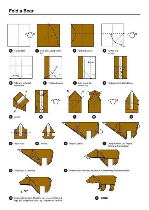 Bear Origami, Origami Bear, Origami Kutu, Basic Origami, Origami Tutorials, Origami Elephant, Origami Step By Step, Origami Diagrams, Origami Ball