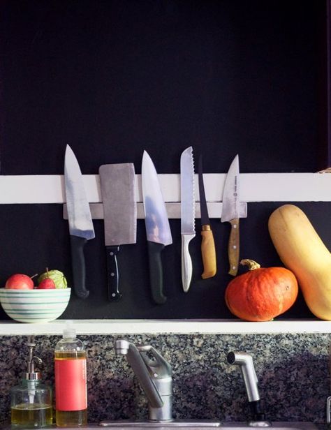 13 Food & Cooking Superstitions from Around the World — Friday the 13th Dark Granite Countertops, Magnetic Knife Rack, Above The Sink, Rental Kitchen, Knife Rack, Knife Storage, Cherry Cabinets, Kitchen Cabinet Door, Ideas For Kitchen